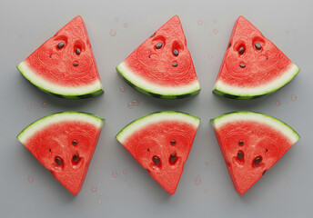 Hyperrealistic Sliced Watermelon – Fresh Juicy Fruit on Gray-White Background, High-Detail 3D Studio Render