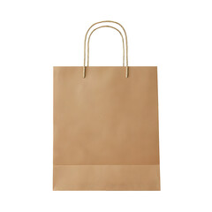 Brown paper shopping bag with handles isolated on transparent background