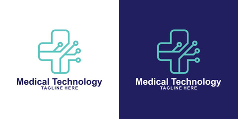 Medical Technology Logo – Digital Cross Symbol for Healthcare Innovation