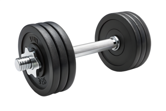Dumbbell with weight plates isolated on transparent background