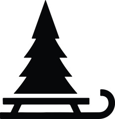 Obraz premium Vector silhouette christmas tree on a sleigh illustration