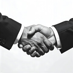 ビジネスマンの握手　クローズアップ白黒写真