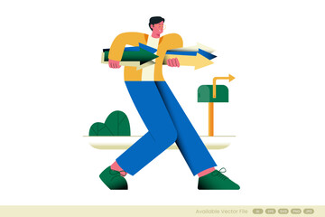 Man carrying arrows walks past mailbox