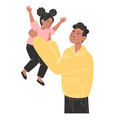 Man holding a child in the air