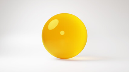 3D Illustration.A yellow glass-like sphere on a white background. (Horizontal)