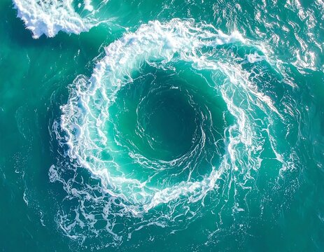 Aerial view of a powerful ocean whirlpool (1)