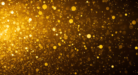 Abstract Gold Glittering Sparkles Background with Bokeh Effect and Dynamic Light