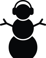 Vector silhouette snowman wearing headphones christmas winter holiday illustration