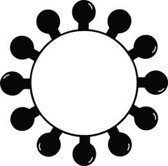 Vector silhouette sun shape with circles illustration