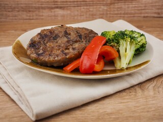 한국 전통음식 떡 갈비와 채소, 요리, 고기구이