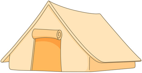 베이지색 글램핑 텐트 일러스트