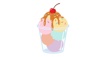 Delicious Ice Cream Sundae with Cherry Topping in a Clear Cup