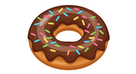 Delicious Chocolate Donut with Colorful Sprinkles on White Background