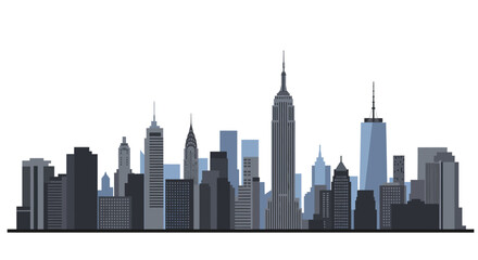 Fototapeta premium New York City Skyline Silhouette Illustration on White Background