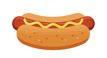 Cartoon Hot Dog Illustration with Mustard on a Bun