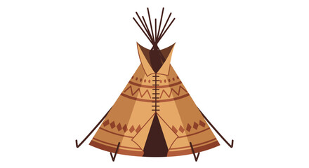 Earthy Brown Tipi with Zigzag Pattern, a Tribal Geometric Icon © G Factory