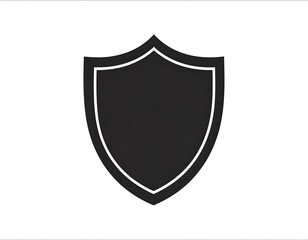 Black shield vector icon on white background: security, protection and defense concept
