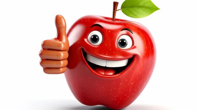 Happy Apple Cartoon Character Giving a Thumbs Up