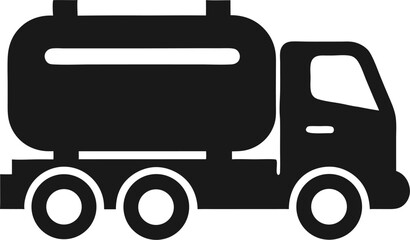 Black silhouette of a tanker truck isolated on white background