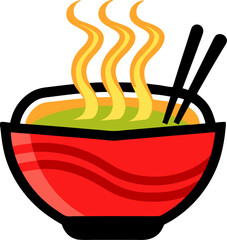 Bowl of hot tomato soup with basil isolated on white background