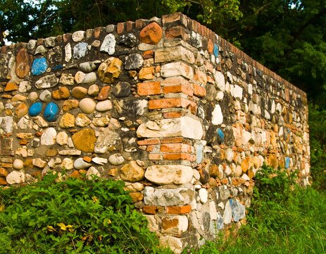 Stone and brick wall corner