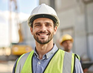 Smiling construction worker outdoors (1)