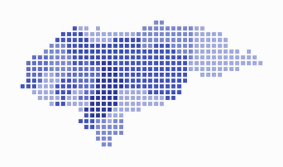 Fototapeta premium Honduras dotted map. Digital style map of the country on white background. Honduras shape with square dots. Colored dots style. Large size squares. Stylish vector illustration.