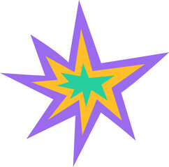 Multilayered abstract explosion shape with purple yellow and teal colors