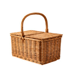 Vintage Empty Picnic Basket for Summer Outings isolated on white or transparent background, PNG Format.