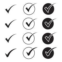 Check Mark and Tick Icons Set – Approval, Success, and Completed Task Symbols