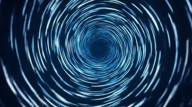 Abstract blue spiral tunnel, futuristic wormhole motion blur, data stream, energy vortex background