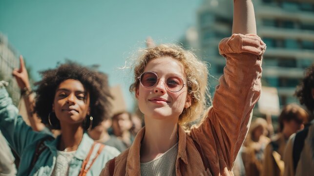 Group of Diverse Youth Participating in Peaceful Demonstration