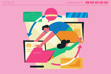 People interacting with digital interfaces and files