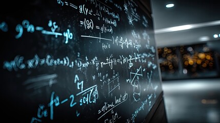 Mathematics and Physics Formulas on High-Tech Computer Display