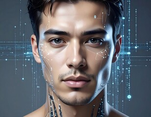 Focused Asian Man with Digital Technology.