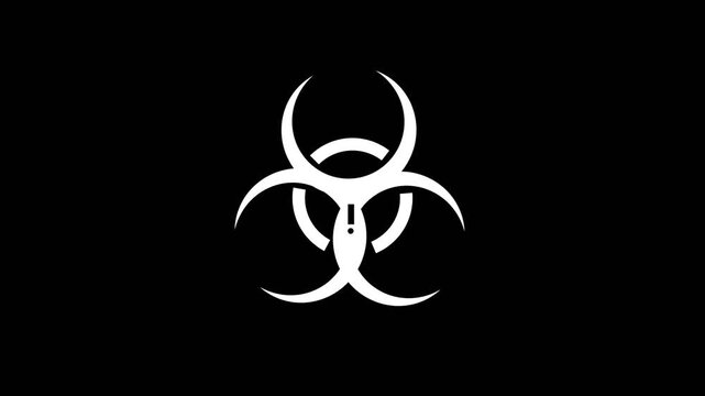 White Biohazard Symbol on Black Background danger warning