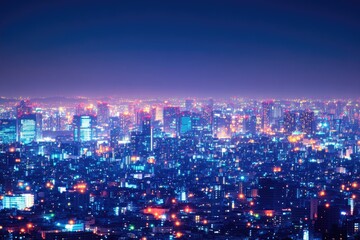 Cityscape at night, blue and orange