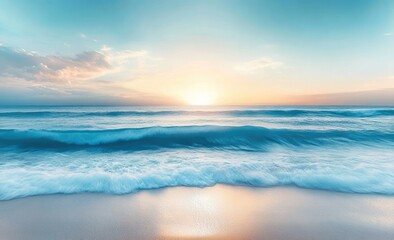 Serene ocean waves at peaceful sunset