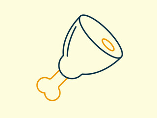 Ham leg icon. Thanksgiving icon. Simple vector in modern thin line style. Vector illustration.