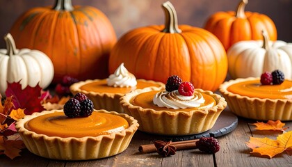 Pumpkin tarts, pumpkins, fall foliage