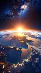 Earth rising into space light