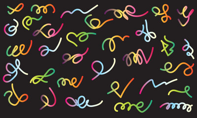 Colorful Abstract Curly Swirls on Black