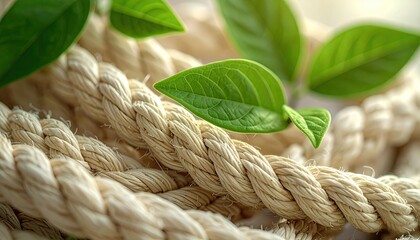 Rope and leaves detail, neutral colors