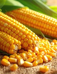 Yellow corn on the cob and loose kernels