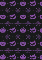 Seamless Halloween Pattern Wallpaper Background, Festive Ornament Design with Scary Elements for Party Invitations, Digital Art, and Holiday Decorations