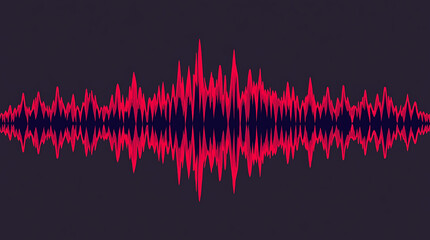 A deep red and magenta sound wave illustration with extremely sharp, distorted peaks.
