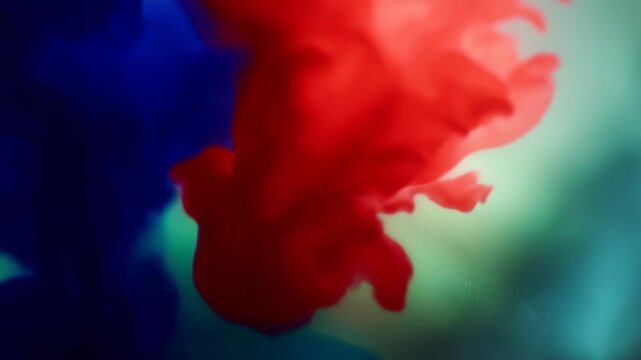 red and green liquid, red paint splash, blue