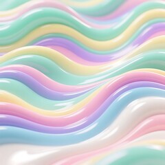 Smooth Abstract Wavy Lines in Soft Pastel Colors with Glossy Finish