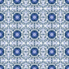 Seamless blue floral vector pattern for fabric and wallpaper