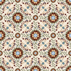 Seamless orange floral vector pattern for fabric and wallpaper